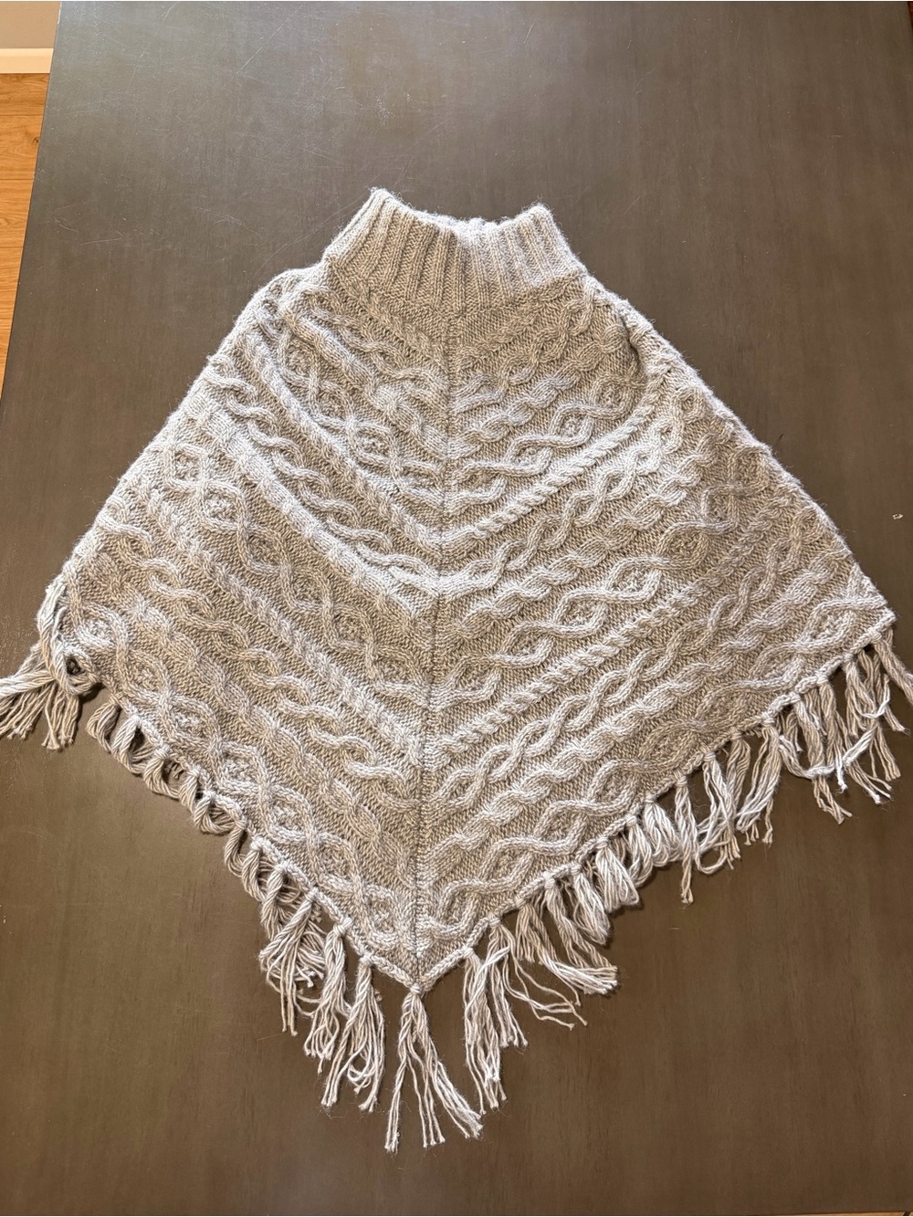 Time and Tru Gray Knit Poncho, One Size, NWT